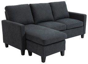 HOMCOM Colțar, Set de canapele, cu șezlong reversibil, 197 x 139 x 91cm, gri închis | Aosom Romania