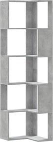 vidaXL Bibliotecă 5 niveluri gri beton 50x50x179cm lemn prelucrat
