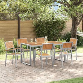 vidaXL Set de dining pentru grădină din 7 piese, din lemn solid de acacia și metal