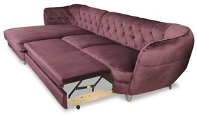 Coltar Extensibil Cu Lada Depozitare Retro, Stanga, Mov, 302 X 188 Cm