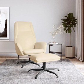 3097846 vidaXL Scaun de relaxare cu taburet, alb crem, catifea