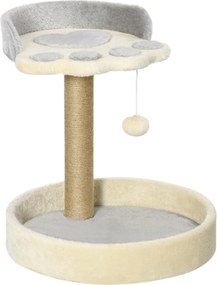 PawHut Copac de Zgâriat pentru Pisici, 5kg, cu Pătuțuri și Minge, Plus și Frânghie de Iută, 41x41x44 cm, Gri și Bej | Aosom Romania
