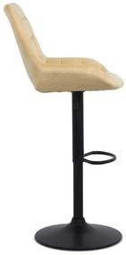 Scaun de bar crem ABS 145 din catifea cu bază metalică reglabilă