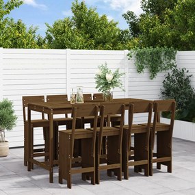 vidaXL Set mobilier bar de grădină, 9 piese, maro miere lemn masiv pin