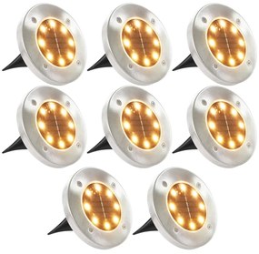 vidaXL Lămpi solare de sol, 8 buc., alb cald, becuri LED