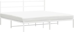 vidaXL Cadru de pat metalic cu tăblie, alb, 193x203 cm