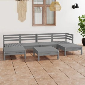 3083341 vidaXL Set mobilier de grădină, 7 piese, gri, lemn masiv de pin