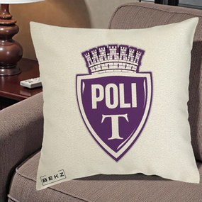 Perna Personalizata Poli Timisoara Fotbal, 40x40 cm, Ecru, Husa Detasabila, Perna Inclusa, BEKZ®