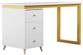 Birou de calculator dreptunghiular modern alb și auriu DEPRIMO 19176 by Deprimo