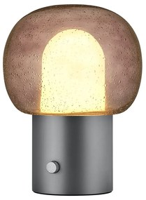 Veioză gri antracit LED din aluminiu cu abajur din sticlă (înălțime 32 cm) Iris – Blomus