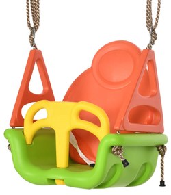 Outsunny 3-in-1 Leagăn pentru Copii, Centură de Siguranță, Sfori Reglabile, pentru Interior și Exterior, verde, 48 x 34 x 180 cm | Aosom Romania
