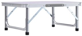 Masa de camping pliabila, alb, 60 x 45 cm, aluminiu