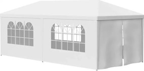 RESIGILAT- Cort evenimente, cu pereti detasabili, 4 ferestre, 2 usi, cadru metalic, 3x6 m, PE, Alb,