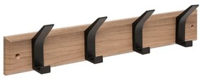 Cuier perete Ziny Black, mdf, 4 carlige negre, 45 x 6.5 x H 10 cm