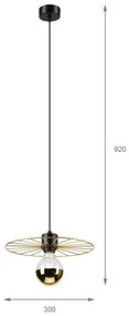 Lustră pe cablu MONTANA 1xE27/15W/230V d. 30 cm auriu/negru