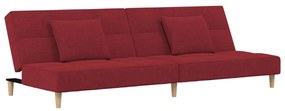 337424 vidaXL Canapea extensibilă cu 2 locuri, 2 perne, roșu vin, textil