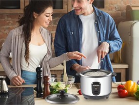 Aparat pentru gătit orez Beper 90.550, 400 W, 1 l, până la 625 g de orez, menținere a căldurii, oțel inoxidabil
