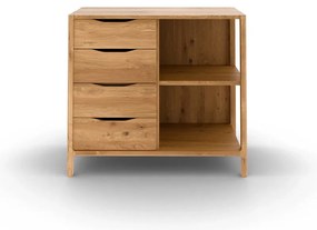 Comodă în culoare naturală joasă din lemn de stejar 95x80 cm Twig – The Beds