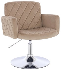 HR802N Scaun Latte din Catifea cu Bază Cromata