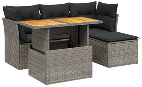 3270808 vidaXL Set mobilier grădină cu perne, 6 piese, gri, poliratan