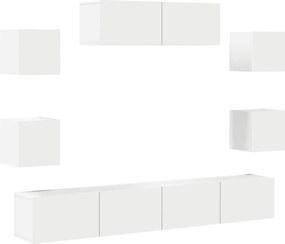vidaXL Set dulap TV, 7 piese, alb, lemn prelucrat
