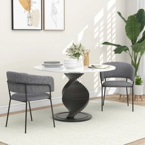 HOMCOM Lot de 2 scaune de dining picioare din oțel, șezut tapitat în material textil aspect lin, gri | Aosom Romania