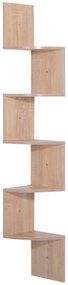 HOMCOM Raft de colț de perete pentru depozitare formă zigzag 20L x 20l x 126H cm 5 niveluri stejar deschis | Aosom Romania