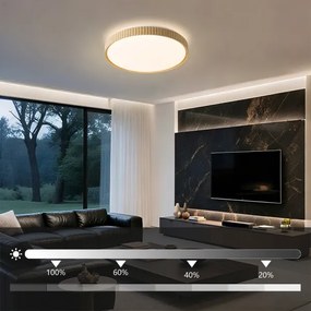 Plafonieră LED Brilagi CORVO, dimmabilă, 72W/230V, 3000-6000K, finisaj decor lemn, Ø50 cm, cu telecomandă inclusă