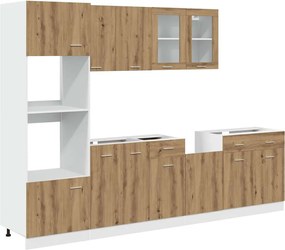 vidaXL Set dulapuri de bucătărie Lyon 7 piese Artisan Stejar lemn prelucrat