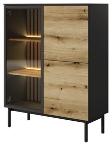 Vitrină Lenge II (negru + stejar coast evoke). 1097465