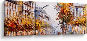 Tablou - Strada din Paris (cu ceas) (90x30 cm)