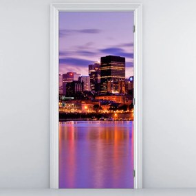 Fototapet pentru ușă - Oraș noaptea (95x205cm)