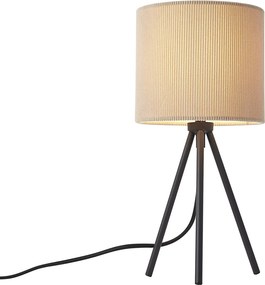 Lampă de masă modernă tip trepied, culoarea taupe, cu abajur de catifea - Luz