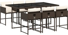 vidaXL Set mobilier de grădină cu perne, 7 piese, maro, poliratan