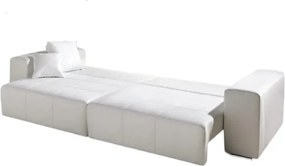 Canapea extensibilă dumonde cu ladă de depozitare si sezut confortabil din spuma high-density, Marbela White XXL 295x100 cm