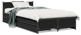 3279972 vidaXL Cadru de pat cu sertare, negru, 75x190 cm, lemn prelucrat