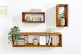 Set 3 rafturi de perete din lemn masiv Sheesham, HEMINGWAY