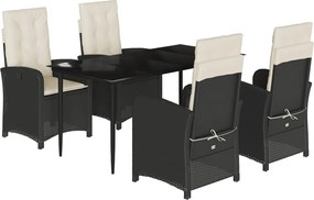 vidaXL Set mobilier de grădină cu perne, 5 piese, negru, poliratan
