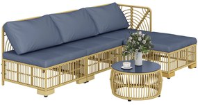 Outsunny Set de mobilier din rachita de 5 bucati, Gri
