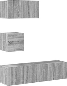 vidaXL Set dulapuri TV, 4 piese, gri sonoma, lemn prelucrat