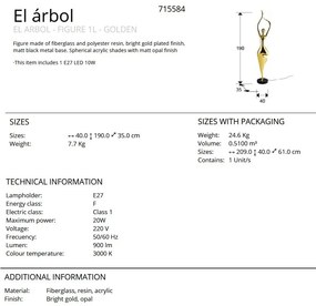 Figurina XXL decorativa / Lampa de podea design lux El Arbol aurie
