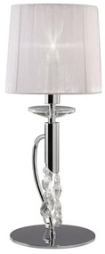Veioza, Lampa de masa eleganta Tiffany crom/ abajur alb