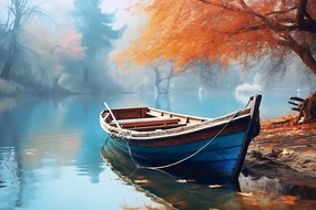 Tablou barcă pe un lac părăsit