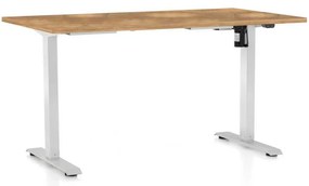 Masă înălțime reglabilă OfficeTech A, 120 x 80 cm, picioare albe, stejar auriu