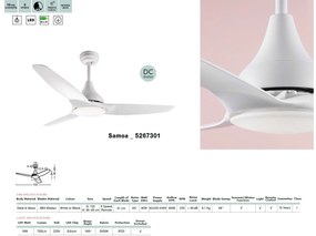 Lustra LED cu ventilator si telecomanda design modern Samoa alb NVL-5267301