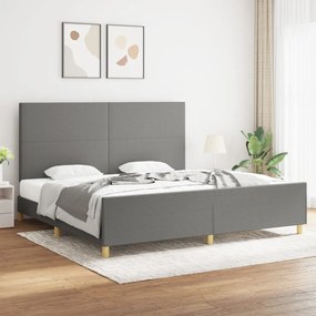 3124920 vidaXL Cadru de pat cu tăblie, gri închis, 200x200 cm, textil