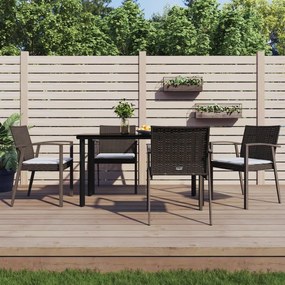 vidaXL Set mobilier de grădină cu perne, 5 piese, poliratan și oțel