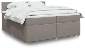 vidaXL Pat box spring cu saltea, gri taupe, 200x200 cm, textil