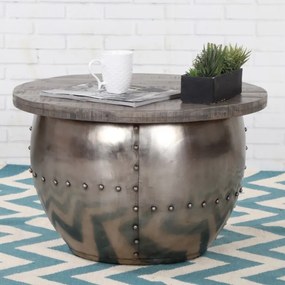 Masuta design industrial cu spatiu de stocare Drump Storage, gri A-38948 VC