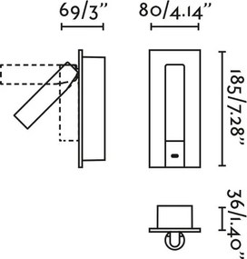 Aplica cu reader LED directionabil stil minimalist GABO USB C bronz